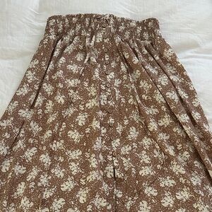 Promesa Brown and Cream Floral Maxi Skirt